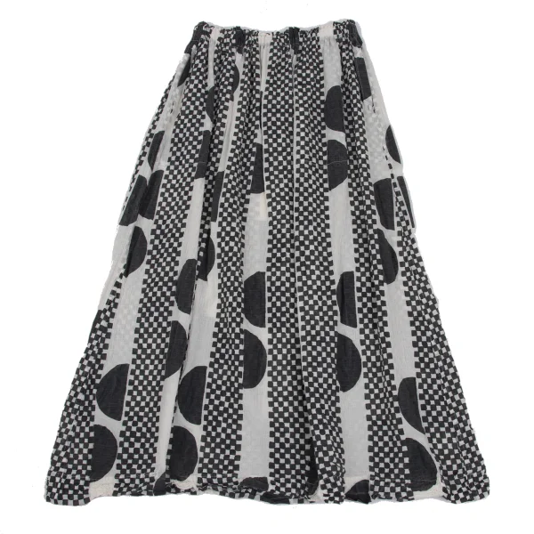 ISSEY MIYAKE me Cotton Blend Wrinkled Dot Checker Print Skirt K-168217_002
