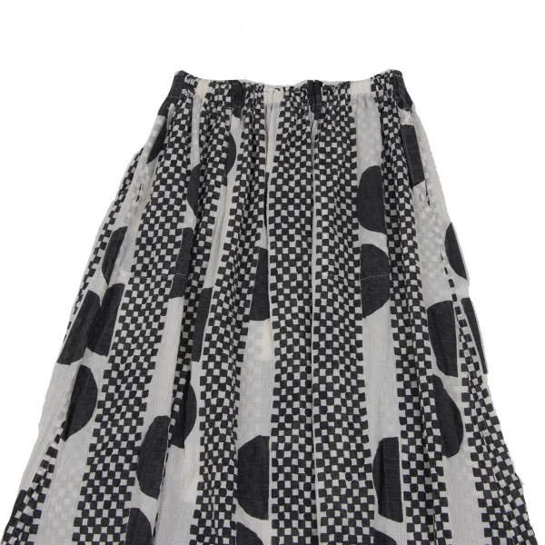ISSEY MIYAKE me Cotton Blend Wrinkled Dot Checker Print Skirt K-168217_003