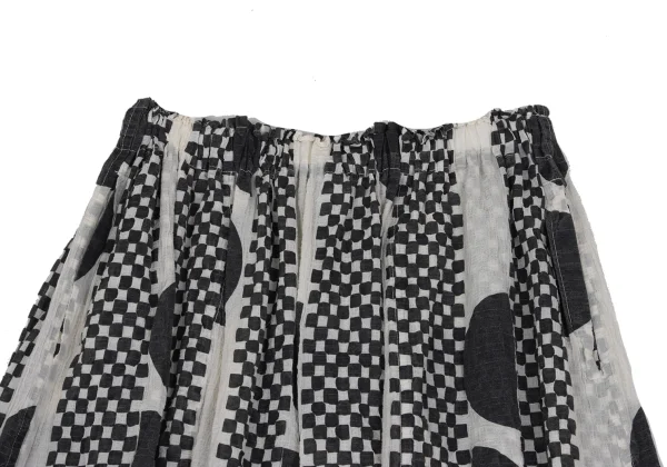 ISSEY MIYAKE me Cotton Blend Wrinkled Dot Checker Print Skirt K-168217_004