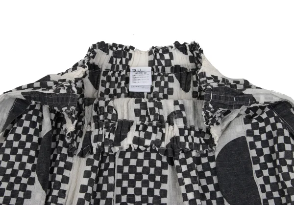 ISSEY MIYAKE me Cotton Blend Wrinkled Dot Checker Print Skirt K-168217_006