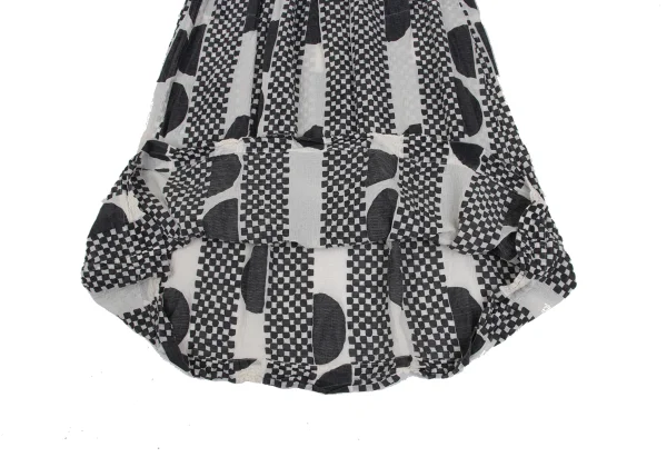ISSEY MIYAKE me Cotton Blend Wrinkled Dot Checker Print Skirt K-168217_008