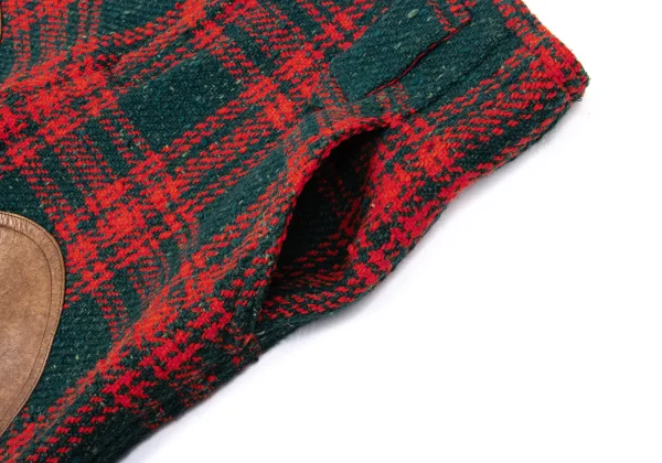 ISSEY MIYAKE I.S. Leather Knee Patch Check Wool Shorts K-168219_004
