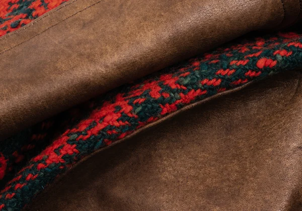 ISSEY MIYAKE I.S. Leather Knee Patch Check Wool Shorts K-168219_012