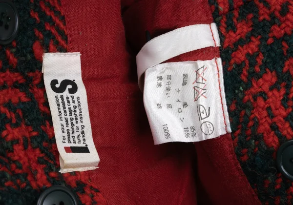 ISSEY MIYAKE I.S. Leather Knee Patch Check Wool Shorts K-168219_014