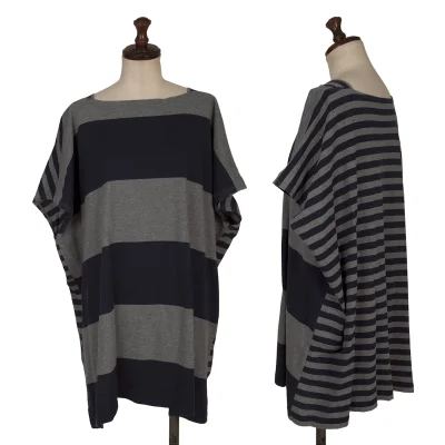 zucca Stripe Switching Cotton Square Top