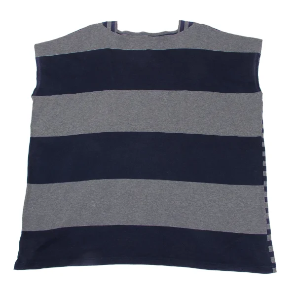 zucca Stripe Switching Cotton Square Top K-168222_002