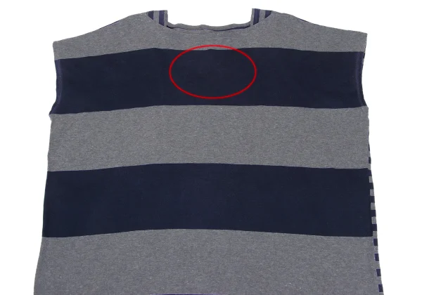 zucca Stripe Switching Cotton Square Top K-168222_003