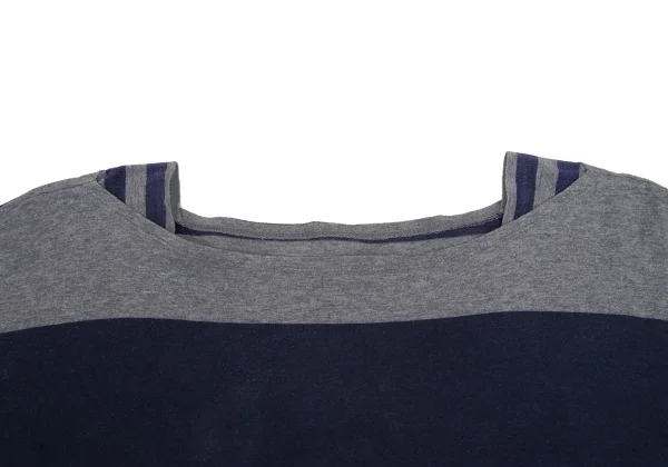 zucca Stripe Switching Cotton Square Top K-168222_005