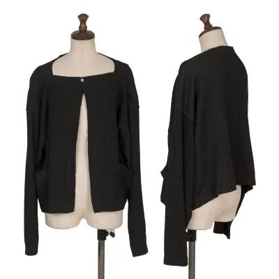 Plantation Wool Blend Wrinkle Pleated Square Neck 1B Cardigan