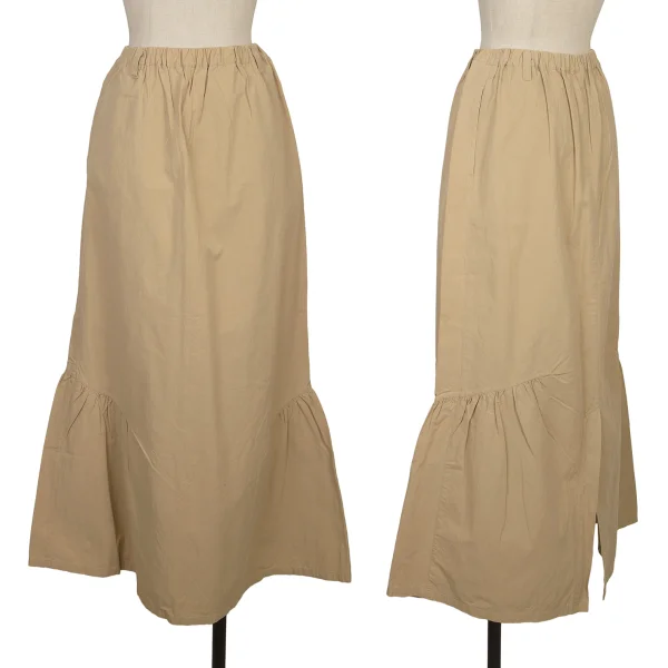 Plantation Cotton Linen Side Gather Skirt Beige M K-168234_001
