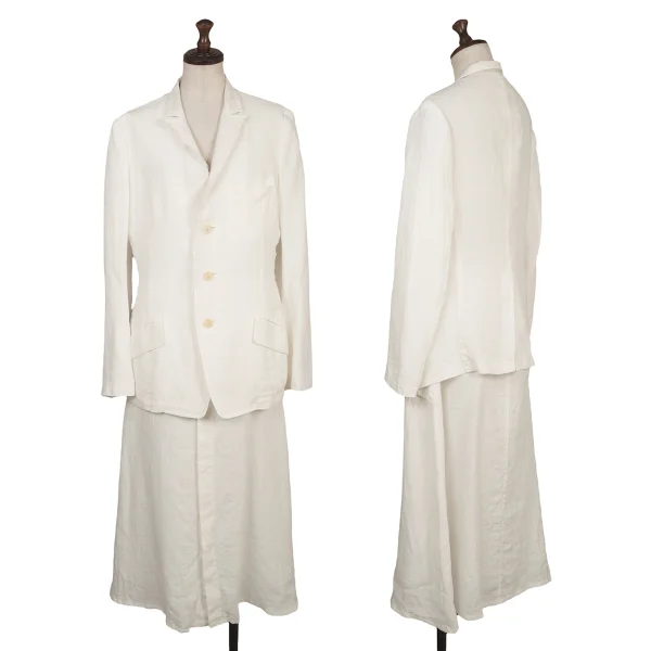 Y's Linen Jacket & Skirt White 2 K-168249_001