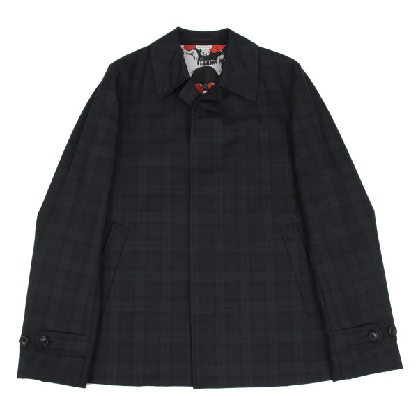 COMME des GARCONS HOMME PLUS Skull Print Check Wool Jacket Dark Green,Black,Navy M K-168257_001