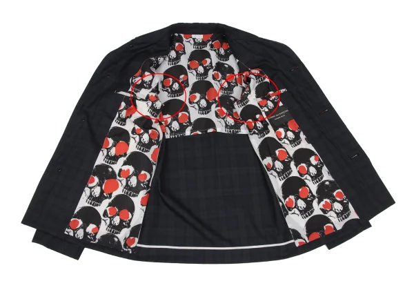 COMME des GARCONS HOMME PLUS Skull Print Check Wool Jacket K-168257_010