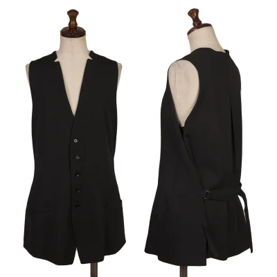 Yohji Yamamoto NOIR　Wool Gabardine Neck Notch Gilet Vest