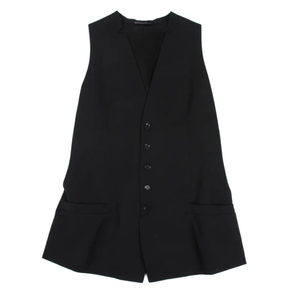 Yohji Yamamoto NOIR　Wool Gabardine Neck Notch Gilet Vest K-168260_002