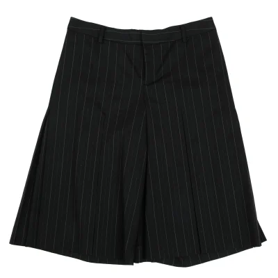 Jean Paul GAULTIER Lame Stripe Wool Pleats Skirt Half Pants