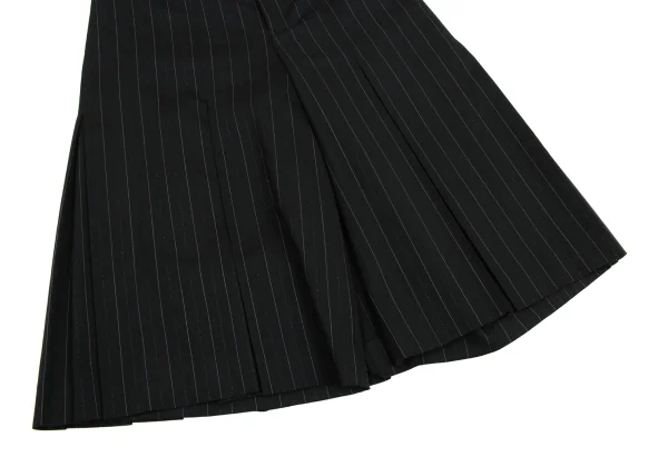 Jean Paul GAULTIER Lame Stripe Wool Pleats Skirt Half Pants K-168263_004
