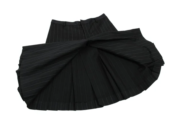 Jean Paul GAULTIER Lame Stripe Wool Pleats Skirt Half Pants K-168263_008