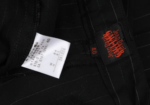 Jean Paul GAULTIER Lame Stripe Wool Pleats Skirt Half Pants K-168263_013