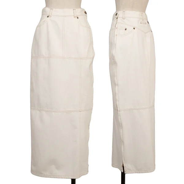 GAULTIER JEAN'S Side-zip Denim Skirt White 40 K-168265_001