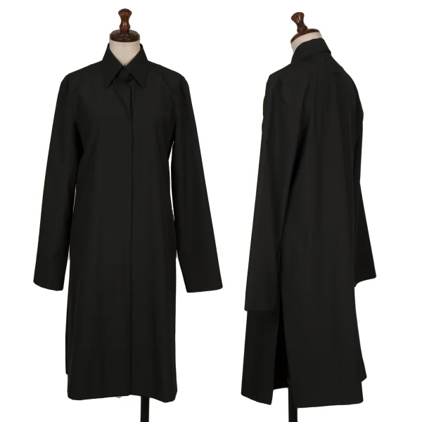 Jean Paul GAULTIER FEMME Wool Poly Slit Long Shirt Black 40 K-168274_001