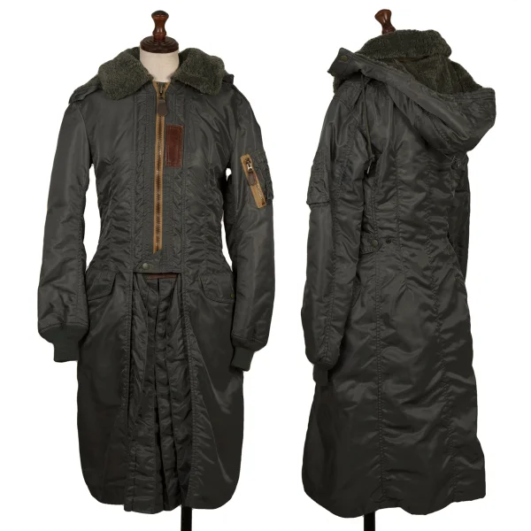 JUNYA WATANABE COMME des GARCONS Boa Hooded Padding Military Pullover Jacket Khaki S K-168276_001