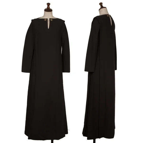 Jean Paul GAULTIER FEMME Wool Chain Button Neck Design Dress Brown 40 K-168281_001