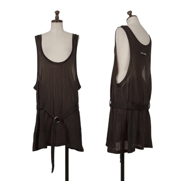 JPG by GAULTIER Nylon Wrinkled Belted Tank Top  Black,Brown 40 K-168283_001