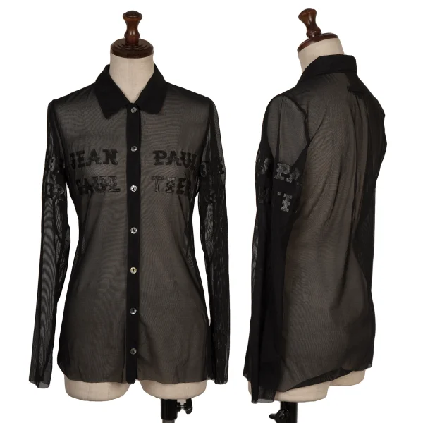 Jean Paul GAULTIER CLASSIQUE Logo Printed Mesh Shirt Black 40 K-168284_001