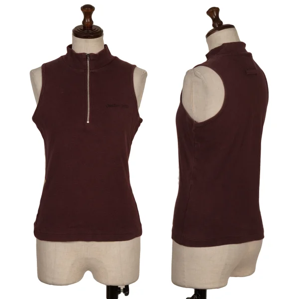GAULTIER JEAN'S Cotton Zip Neck Sleeveless Top Bordeaux 40 K-168285_001