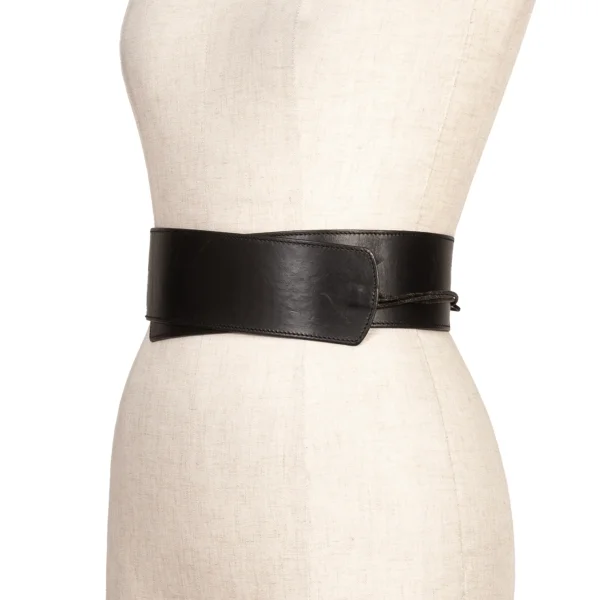 Jean Paul GAULTIER Metal Charm Design Leather Belt Black  K-168290_001
