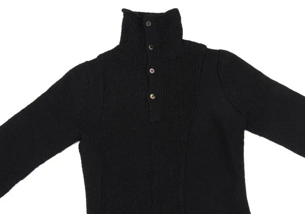 Y's Wool Alpaca Button Neck Knit Sweater K-168354_003