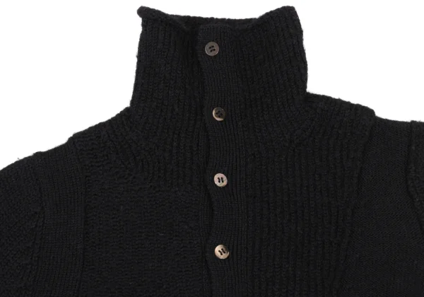 Y's Wool Alpaca Button Neck Knit Sweater K-168354_004