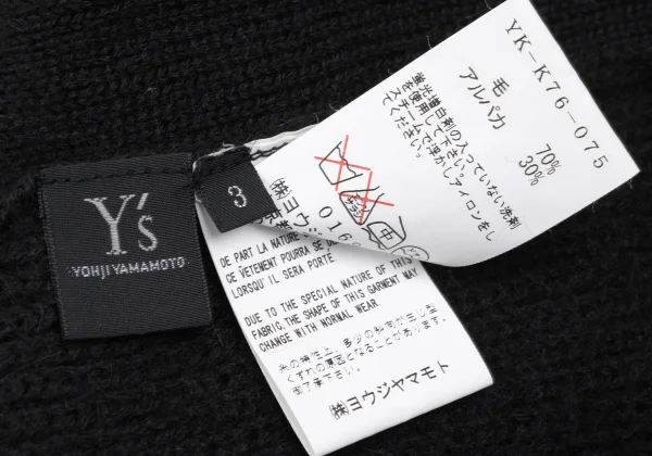 Y's Wool Alpaca Button Neck Knit Sweater K-168354_014