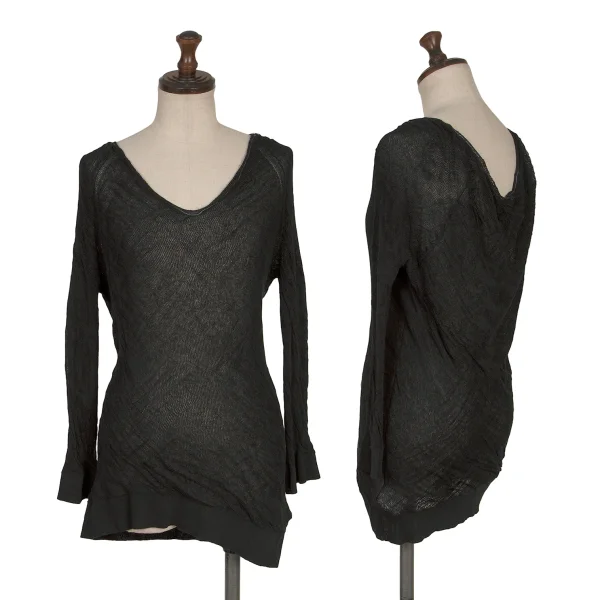 Y's Twisted Cotton Knit Top Black 3 K-168355_001