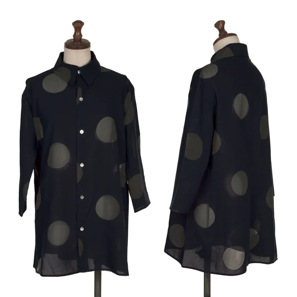 Y's Rayon Poly Dot Printed 3/4 Sleeve Shirt Navy,Khaki 4 K-168357_001