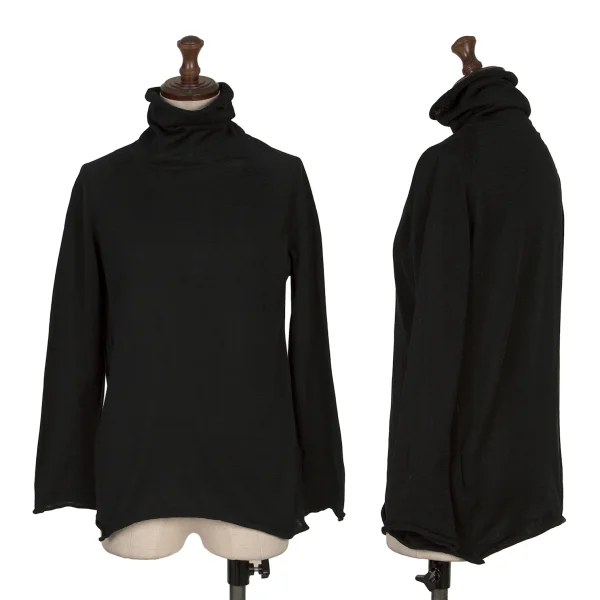 Y's Cotton Cutting Turtleneck Knit Top Black 3 K-168358_001