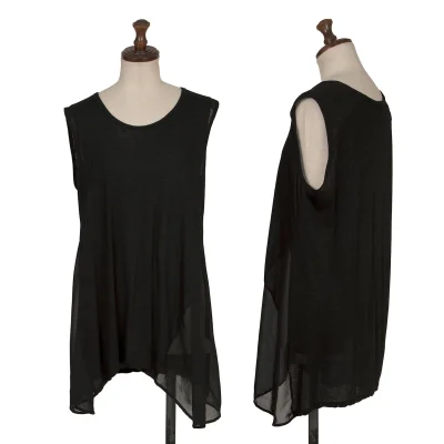 zucca See-through Panel Flared Sleeveless Top