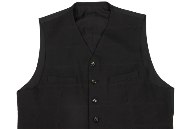 COMME des GARCONS HOMME Wool Old Gabardine Check Vest K-168366_002