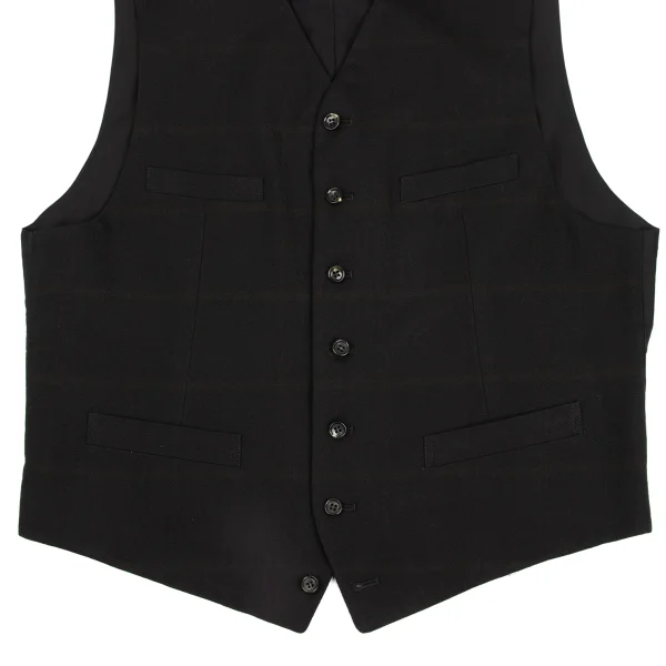 COMME des GARCONS HOMME Wool Old Gabardine Check Vest K-168366_005