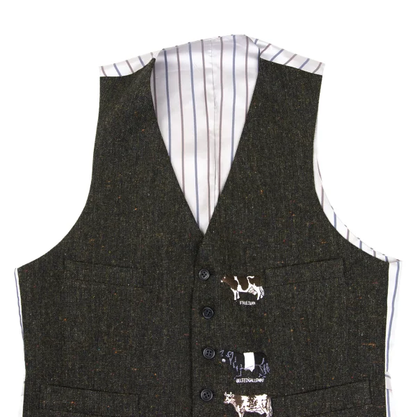 Paul Smith LONDON Cowhide Embroidery Nep Tweed Vest K-168367_002