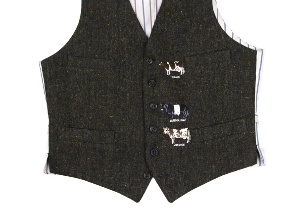 Paul Smith LONDON Cowhide Embroidery Nep Tweed Vest K-168367_005