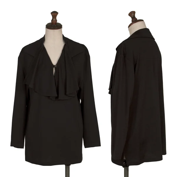 Y's Wool Drape Neck Skipper Top Brown S-M K-168369_001