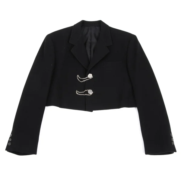 Y's Wool Blend Chain Design Hexagon Button Short Jacket K-168373_002