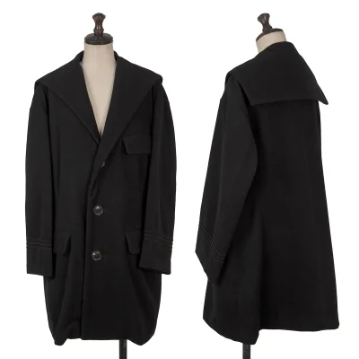 Y's Wool Blend Three-line Sleeve Sailor Collar Half Coat