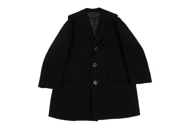 Y's Wool Blend Three-line Sleeve Sailor Collar Half Coat K-168374_002