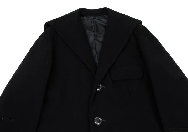 Y's Wool Blend Three-line Sleeve Sailor Collar Half Coat K-168374_003