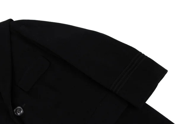 Y's Wool Blend Three-line Sleeve Sailor Collar Half Coat K-168374_009