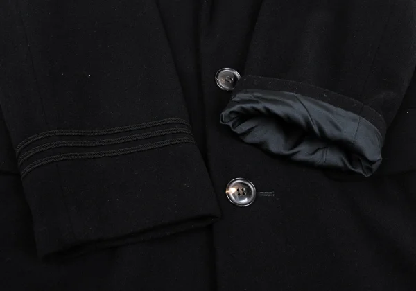 Y's Wool Blend Three-line Sleeve Sailor Collar Half Coat K-168374_011