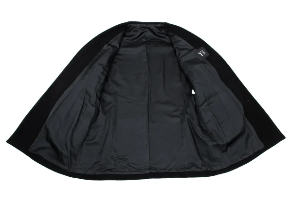 Y's Wool Blend Three-line Sleeve Sailor Collar Half Coat K-168374_014